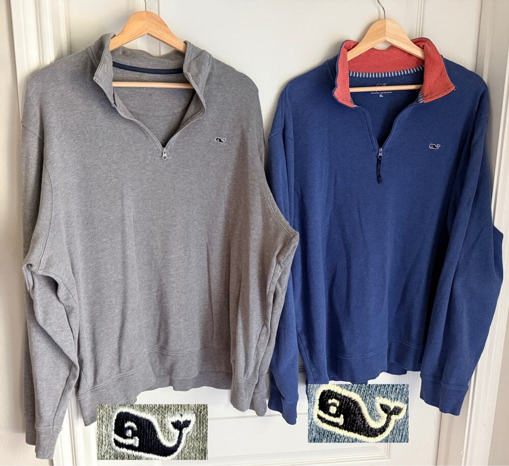 Vineyard Vines 1/4 Zip Men's Size XL Lot of 2 Pima Cotton Preppy Sweater Whale